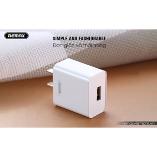 Củ sạc 1 cổng 2.1A Charger Remax RY-U03. Bảo hành chính hãng 12 tháng.