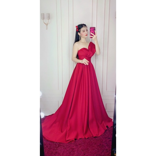 Ms1135y ĐẦM 1 VAI XOÈ 360 XẾP LY ĐẮP CHÉO BO EO full size S/M/L/xL