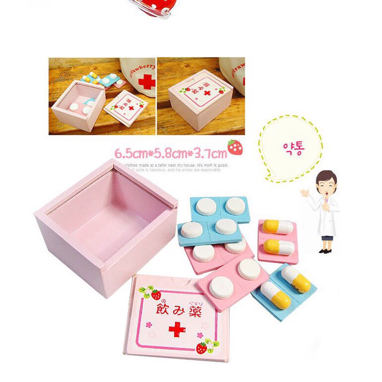 Bộ đồ chơi bác sĩ dâu tây hộp gỗ cho bé – MOTHER GARDEN – Hàng xuất Nhật