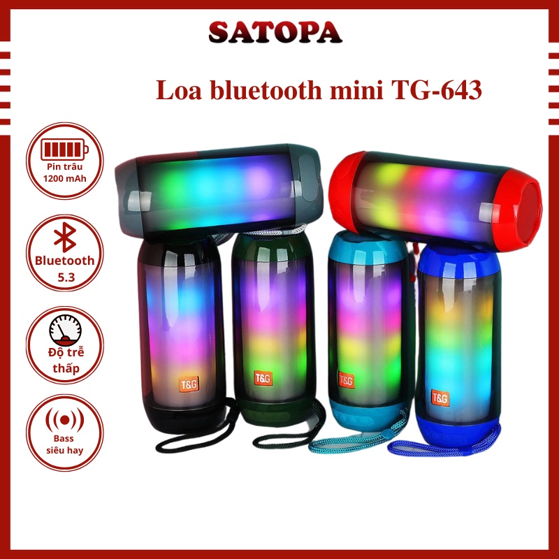 Loa bluetooth mini TG-643 Loa không dây nghe nhạc mini hỗ trợ micro USB thẻ nhớ bluetooth 5.3 tiết kiệm pin SATOPA