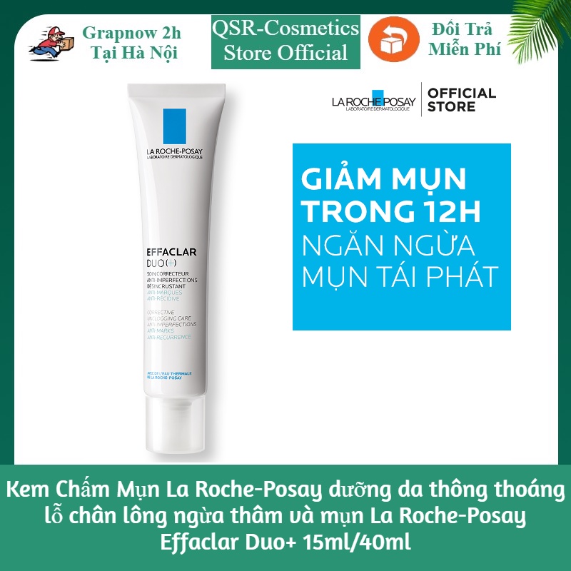 Kem Chấm Mụn La Roche-Posay dưỡng da thông thoáng lỗ chân lông ngừa thâm và mụn La Roche-Posay Effaclar Duo+ 15ml/40ml