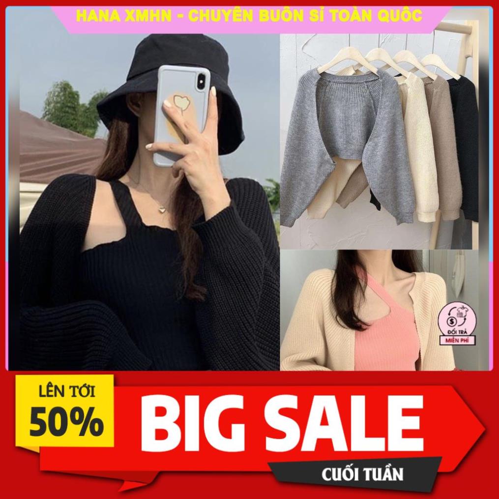 Áo Cardigan Nữ Dệt Kim Dáng Crotop, Áo Khoác Cánh Dơi Sành Điệu