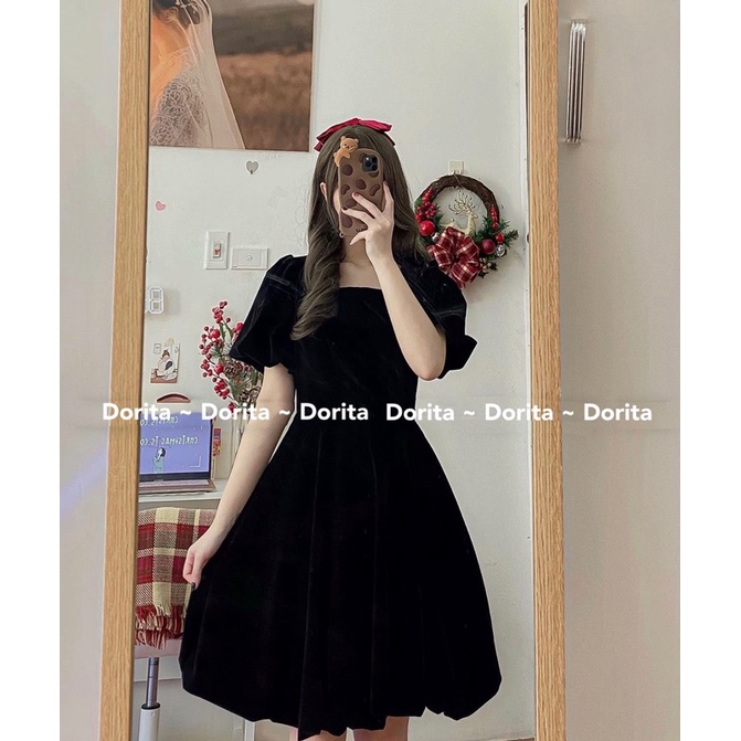 Váy Nhung xoè tay bồng Noel, Đầm Nhung công chúa - Dorita Boutique | BigBuy360 - bigbuy360.vn
