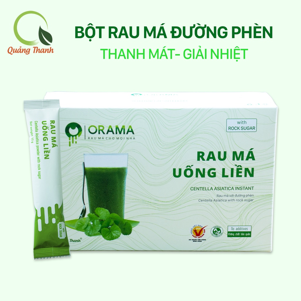 Bột rau má đường phèn uống liền Quảng Thanh - Hộp 10 gói x 15g - Công nghệ sấy lạnh từ vùng nguyên liệu Vietgap