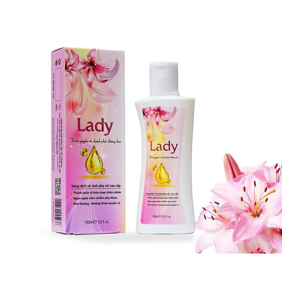 Dung Dịch Vệ Sinh Lady (150ml) kết hợp hương nước hoa vùng kín, ngừa viêm tái tạo trẻ hóa vùng kín, hết ngứa,thoải mái