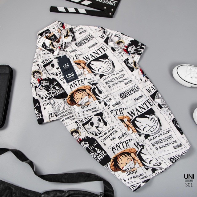 Áo sơ mi vải lụa không nhăn One Piece Luffy || Hany Shop | BigBuy360 - bigbuy360.vn