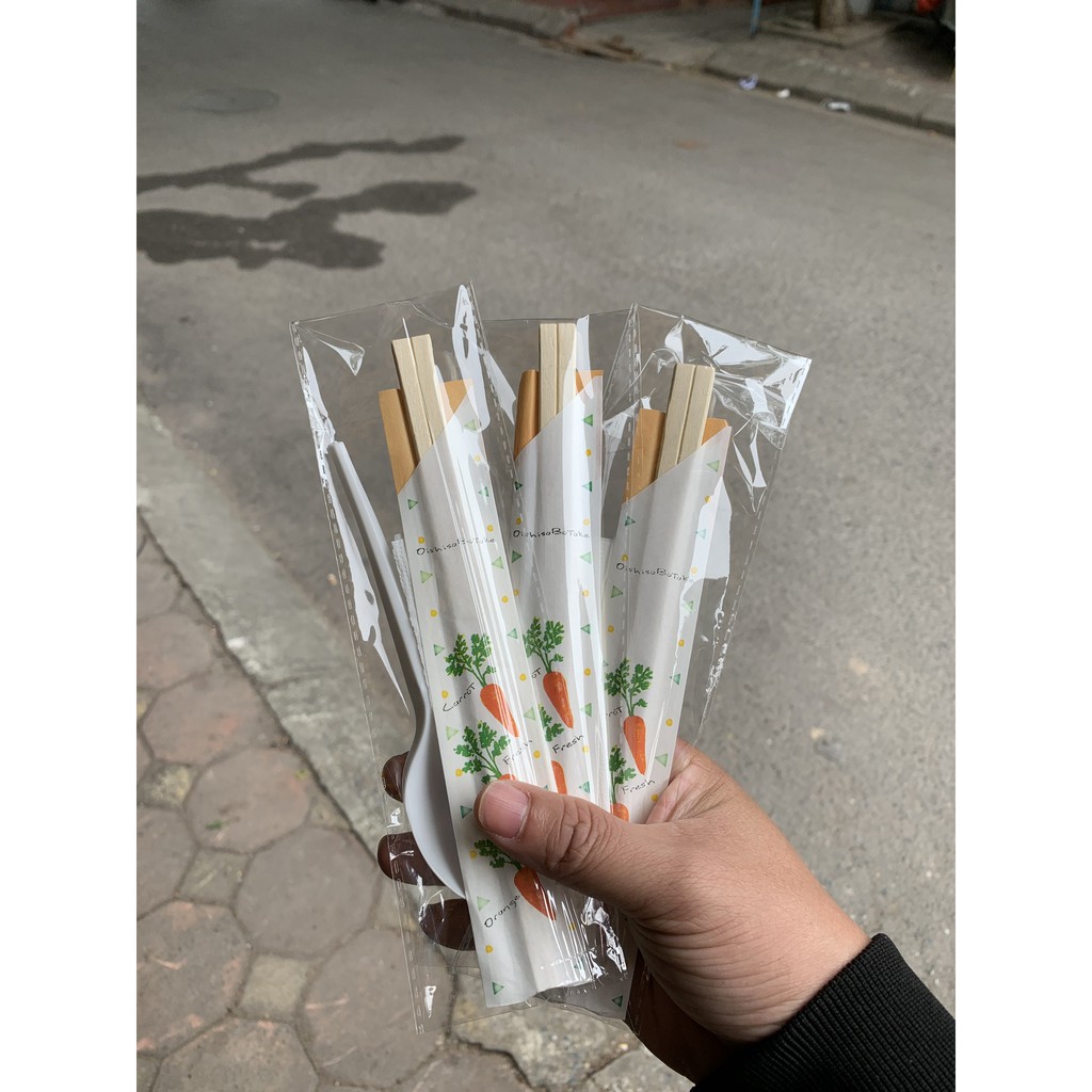 [1000 SET BG] 4 trong 1 (đũa - thìa - tăm - giấy ăn)