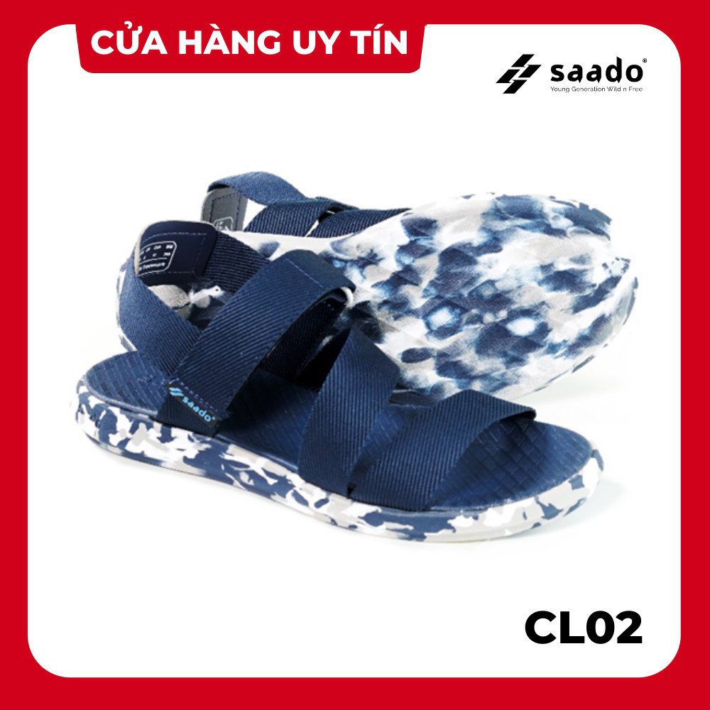 Dép sandal nam SAADO camo xanh navy đi học, đi chơi [HÀNG CHÍNH HÃNG]