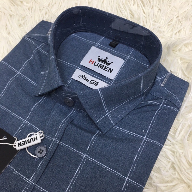 Sơ Mi Ngắn Tay Kẻ Humen-Chống Nhăn,Chống Xù,Chất Mềm Mát-100% Ảnh Thật | BigBuy360 - bigbuy360.vn