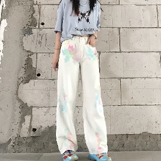 Quần jeans ulzzang loang màu retro hot trend 2020