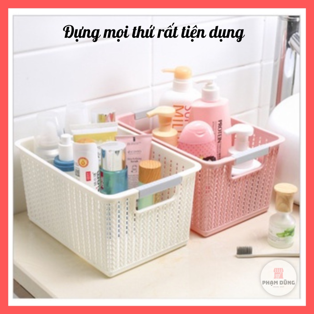 Rổ nhựa đan mây VN 3415 , giỏ nhựa đựng đồ đa năng cao cấp