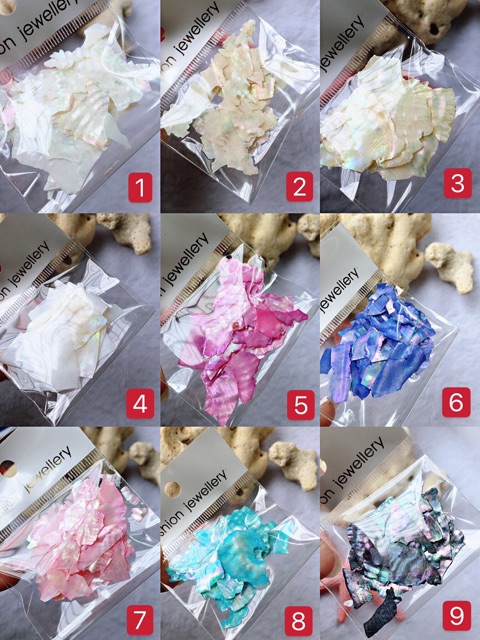 Xà cừ vân gỗ siêu mỏng trang trí nail 14 màu