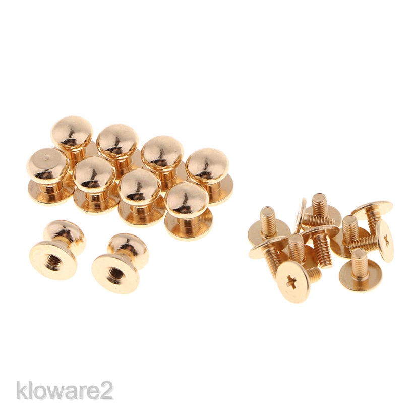 10pcs Round Head Brass   Screw Studs Nail Rivets Leather Belts Wallet