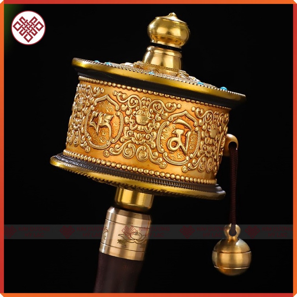 Kinh Luân Cầm Tay Mật Tông [Kim Cương Hỷ Lạc] Viền Đen Đính Đá