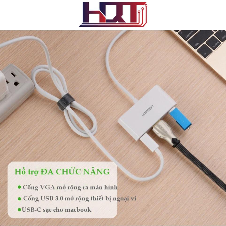 Dây chuyển đổi USB Type-C sang USB 3.0 + HDMI + USB Type-C UGREEN 30377 (màu trắng) | BigBuy360 - bigbuy360.vn