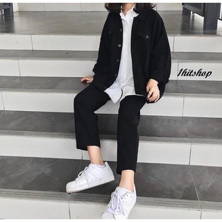 Áo khoác jean kaki đen unisex 43