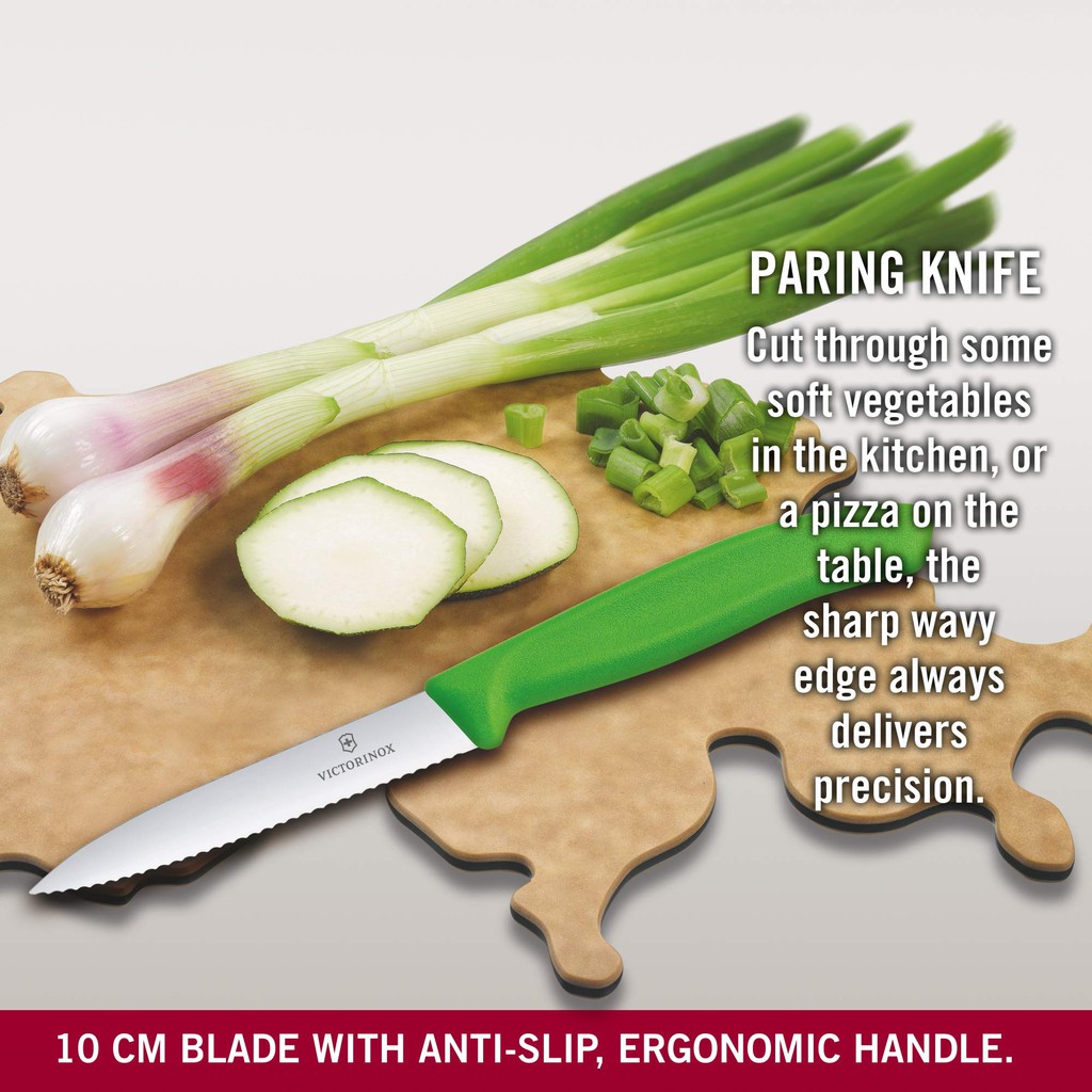 Dao bếp Victorinox Swiss Classic Paring Knife xanh lá 10cm 6.7736.L4 (pointed tip, wavy edge)