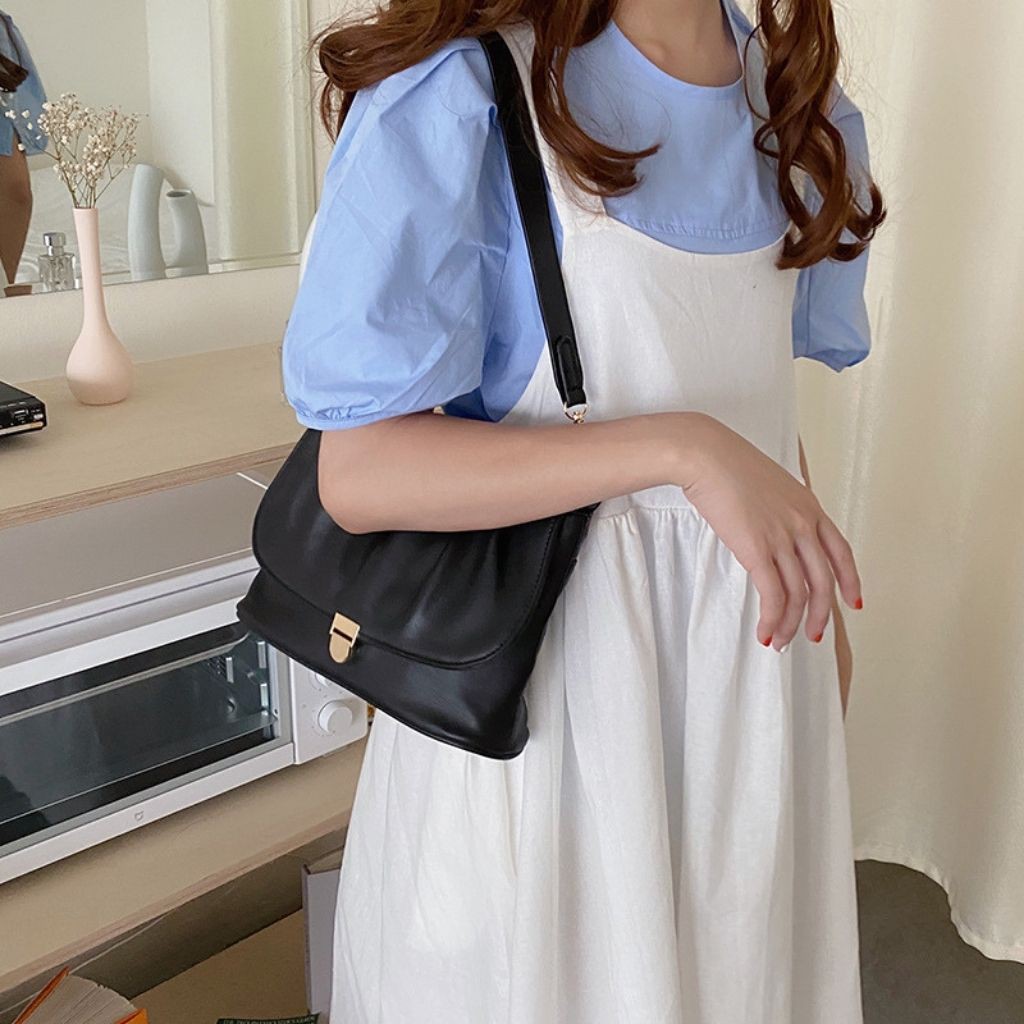 (Hottrend) Túi kẹp nách nữ túi đeo chéo nữ da nhăn KR 385- Da PU cao cấp, 2 dây, Size 26, 2 màu lựa chọn- KARA 385