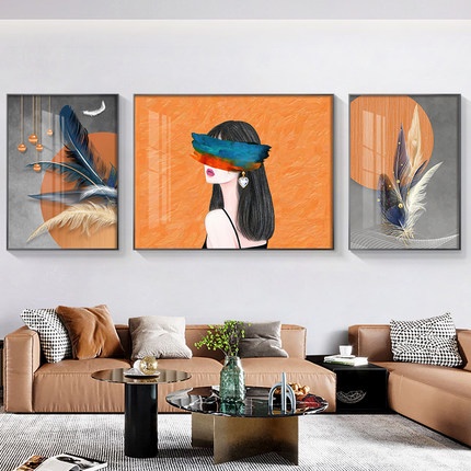 T2 Tranh Treo Tường  vintage gam nâu Decor chụp ảnh cửa hàng thời trang Phòng Khách Trang Trí Tiệm Tóc Cô Gái Nghệ Thuật