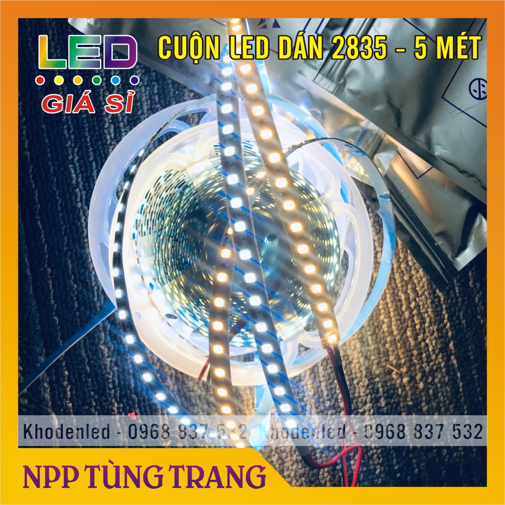 Cuộn led dây dán 12V 2835 - 120 led / Mét có keo 2 mặt ánh sáng trắng, vàng ấm, trung tính | BigBuy360 - bigbuy360.vn