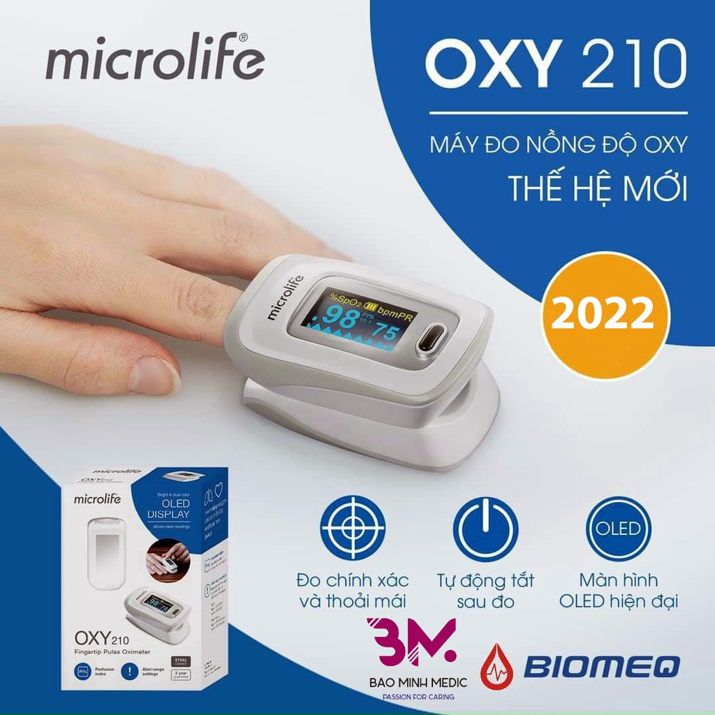 [Giao hỏa tốc] Máy đo nồng độ OXY trong máu và nhịp tim Microlife SPO2 OXY210 - Chính Hãng Thụy Sĩ