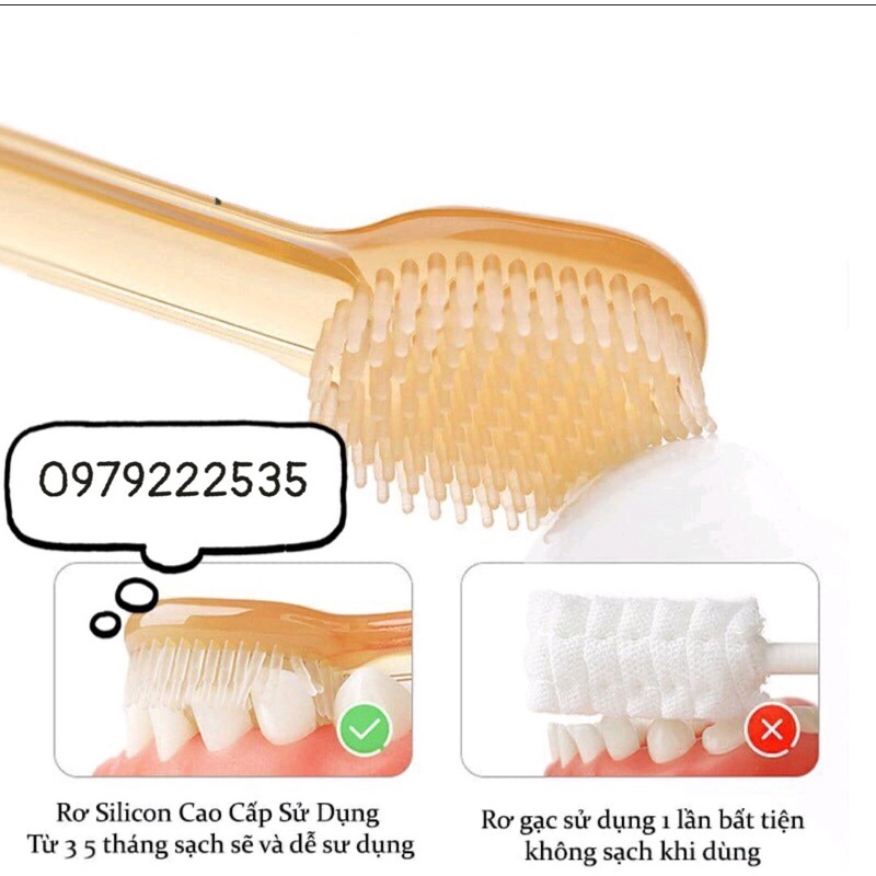 Set bàn chải và rơ lưỡi bằng silicon an toàn cho bé từ 0-18 tháng