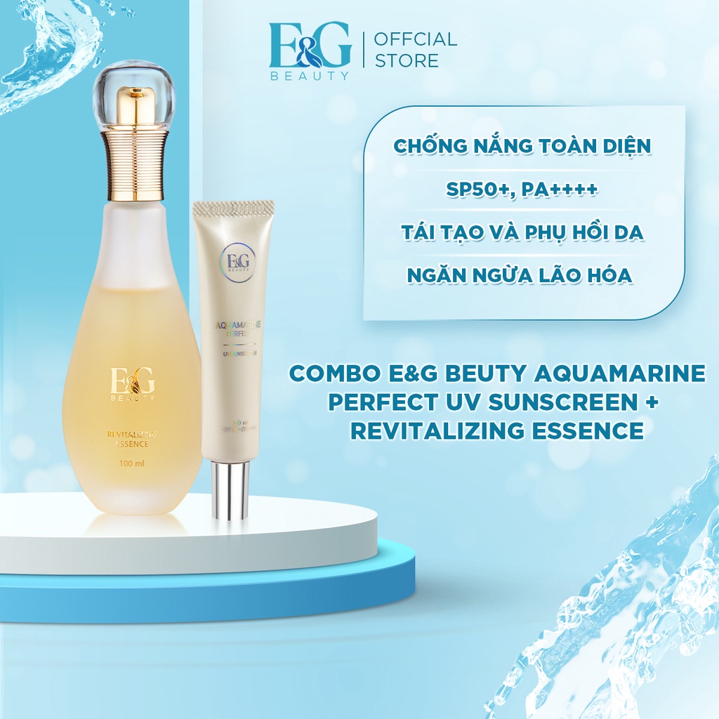 Combo nước Thần Phục Hồi Revitalizing Essence + Kem Chống Nắng Phổ Rộng E&G Beauty Aquamarine Perfect UV Sunscreen SP