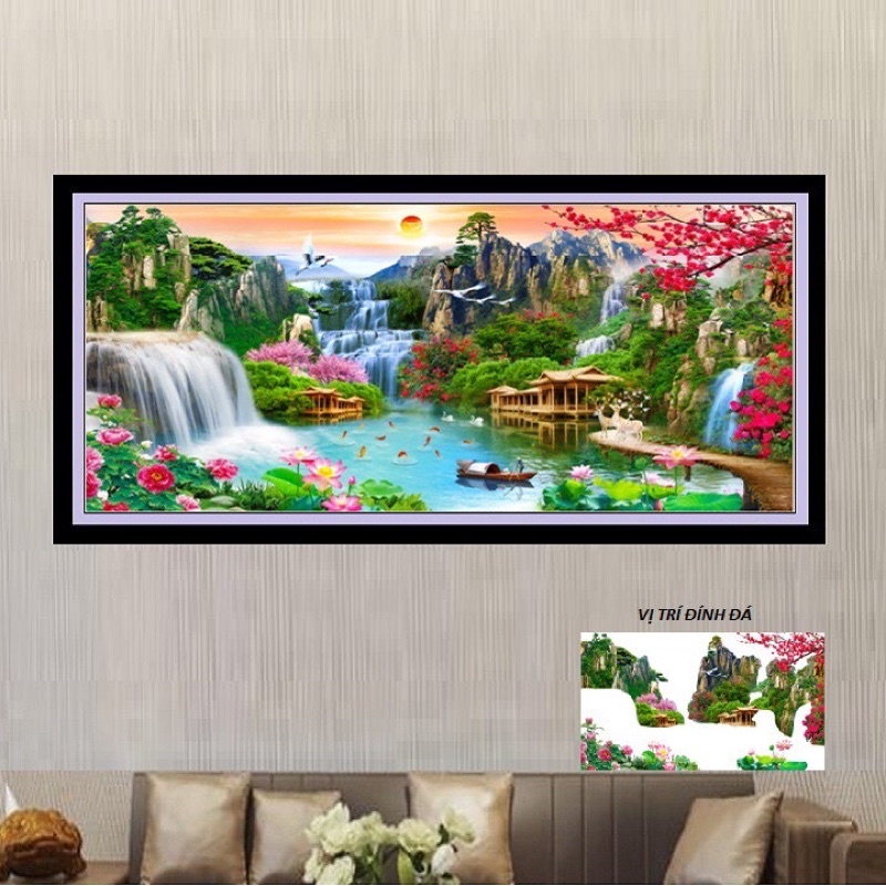 Tranh đính đá phong cảnh Thiên Nhiên Hùng Vỹ LV606, LV607 ( tranh chưa đính đá)