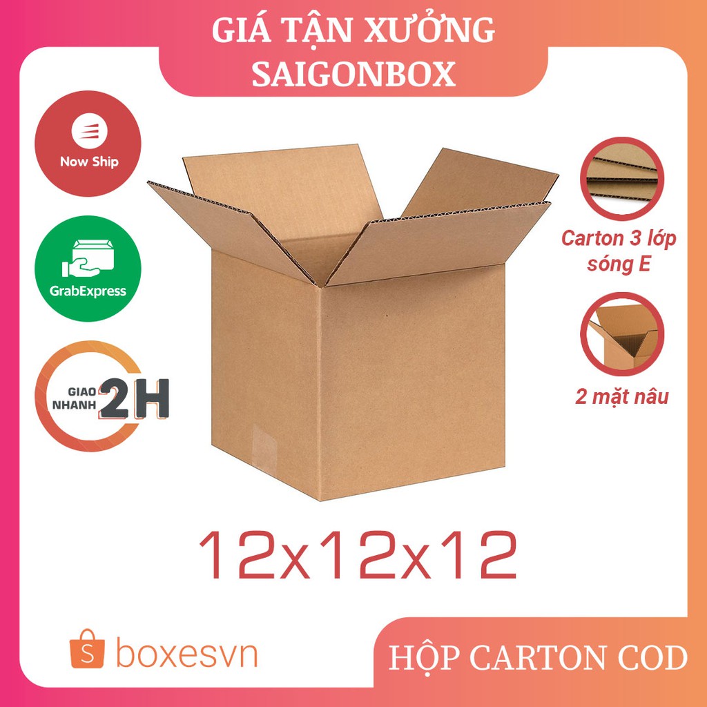 Combo 100 thùng hộp carton size 12x12x12 cm để đóng gói hàng hóa