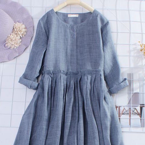 Đầm Cotton Lanh Dài Vừa Tay Dáng Chữ a Phong Cách Mới Dành Cho Nữ