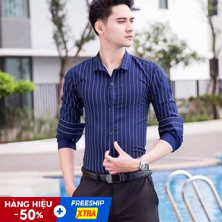 Áo Sơ Mi Nam Kẻ Sọc Trơn Đẹp Dài Tay Hàng Cao Cấp VNXK