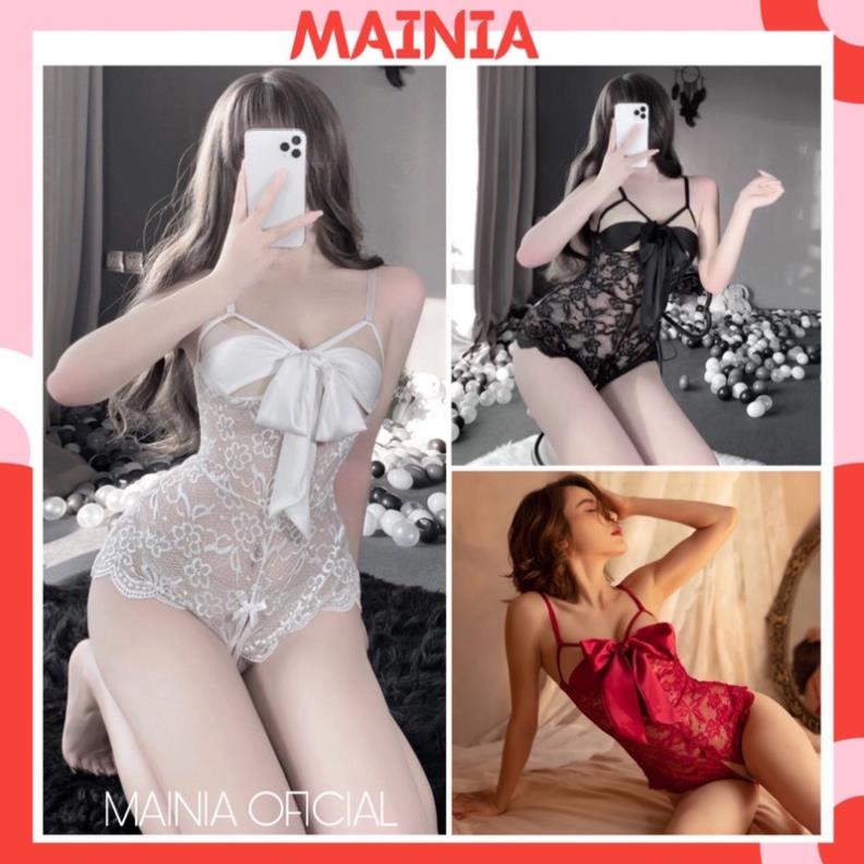 Bộ Đồ Ngủ Ren Hoa Lọt Khe Hở Đáy Thắt Nơ Ngực Sexy Gợi Cảm Cao Cấp Mainia Shop Đẹp