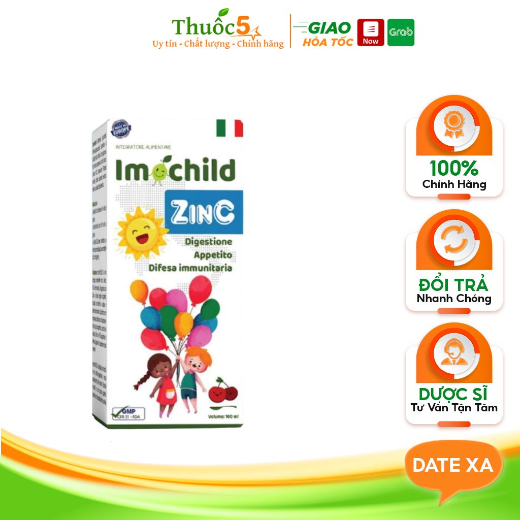 Imochild ZinC  bổ sung kẽm lysin vitamin giúp tăng đề kháng bé ăn ngon hộp 100ml