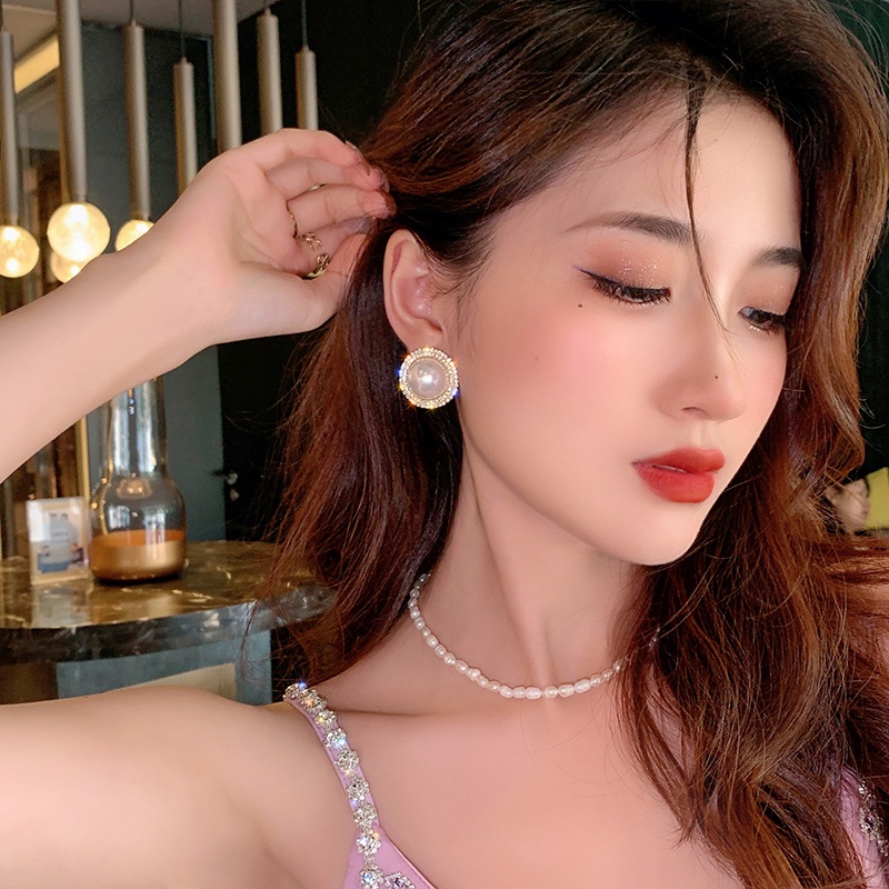 Bông Tai S925 Đính Kim Cương Giả Lấp Lánh Phong Cách Hàn Quốc Cho Nữ