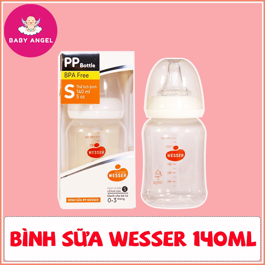 [CHÍNH HÃNG ĐỦ SIZE] Bình Sữa PP WESSER Cổ Hẹp 60ML/ 140ML/ 250ML