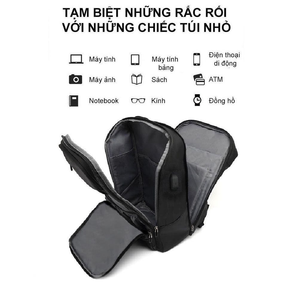 Balo Laptop Nam Nữ Công Sở Cao Cấp, Có Cổng USB Và Ngăn Chống Sốc Laptop 15.6 inch, Chống Thấm Nước Dùng Đi Làm, Du Lịch