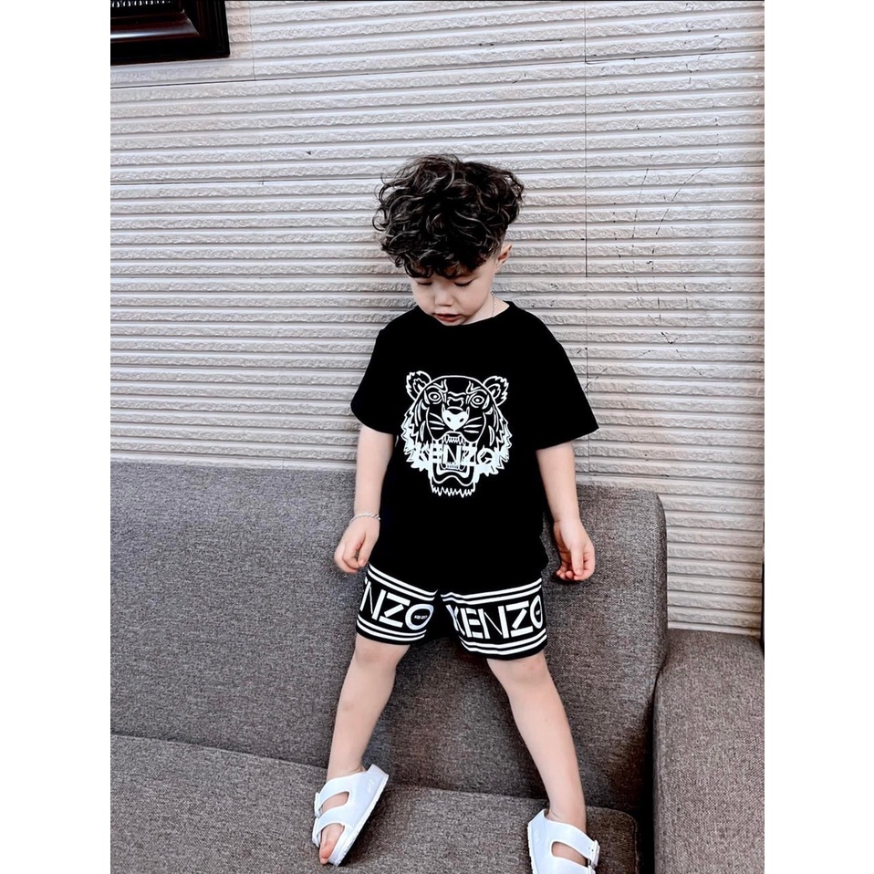 Set bộ quần đùi áo thun bé trai họa tiết K.e.n.z.o vải cotton mềm mịn, thoáng mát