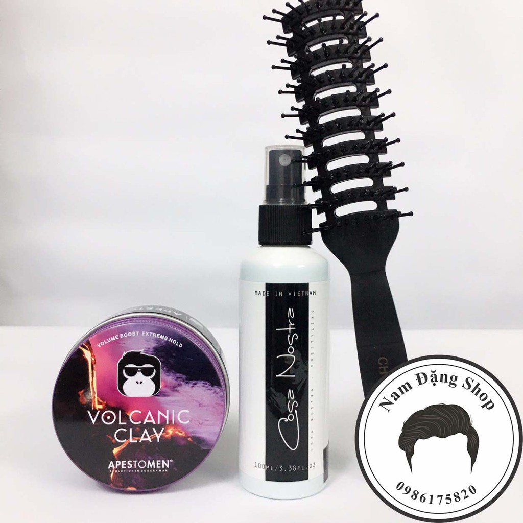 [COMBO] Sáp Vuốt Tóc Volcanic Clay + Xịt Tạo Phồng Cosa Nostra + Tặng Lược Tạo Kiểu Chaoba