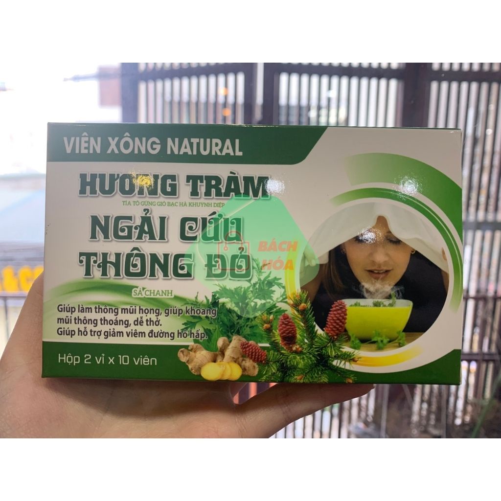 1 Hộp Viên Xông Thảo Dược Thiên Nhiên Natural, Viên Xông Hương Tràm