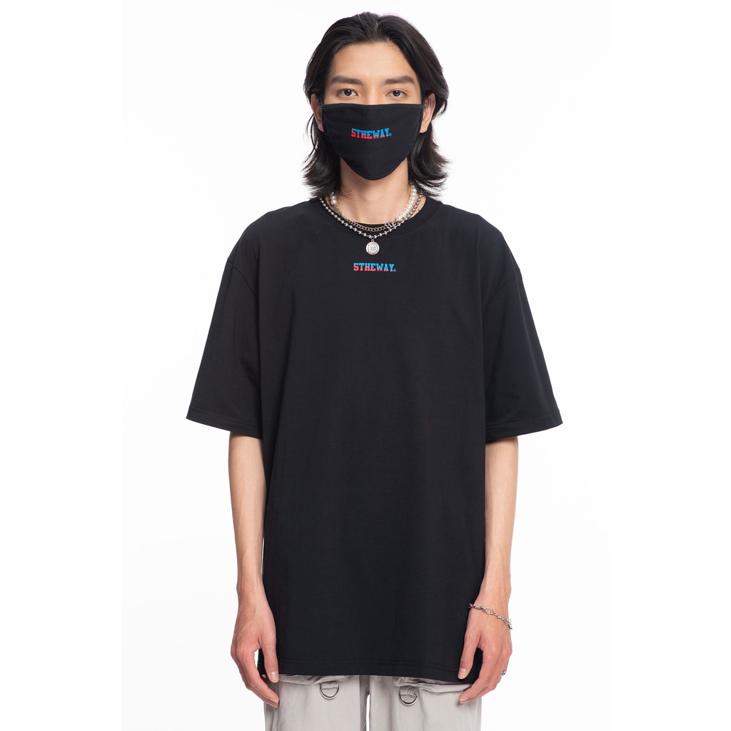 5THEWAY® /two-tone line/ LETTER MASK™ in BLACK aka Khẩu Trang Đen