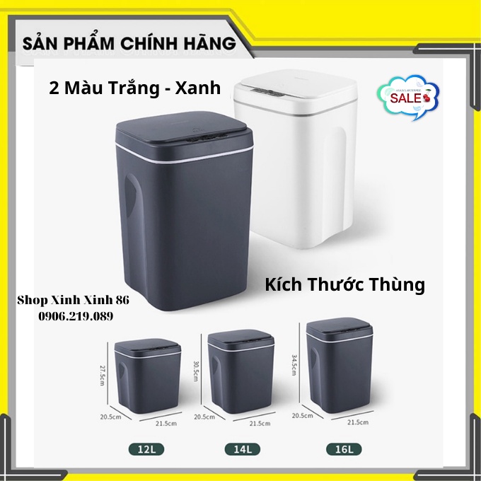 [BẢO HÀNH] Thùng Rác Thông Minh Cảm Ứng Tự Động Đóng Mở Nắp Đèn LED - Sạc Tích Điện Dung Tích 12L-14L-16L