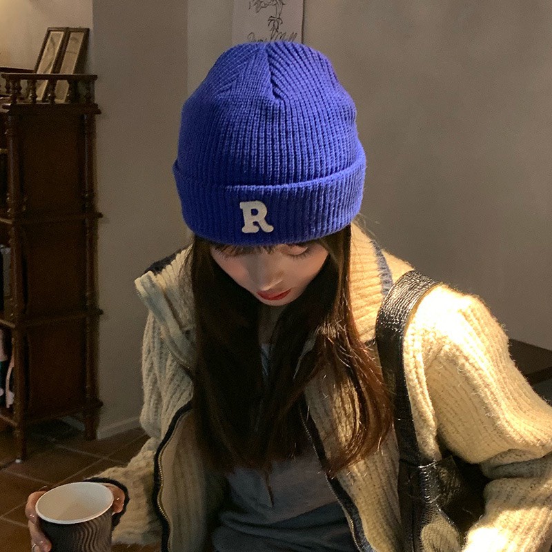 Mũ len chữ R phong cách Hàn Quốc Ulzzang form nam nữ cá tính nhiều màu - L15