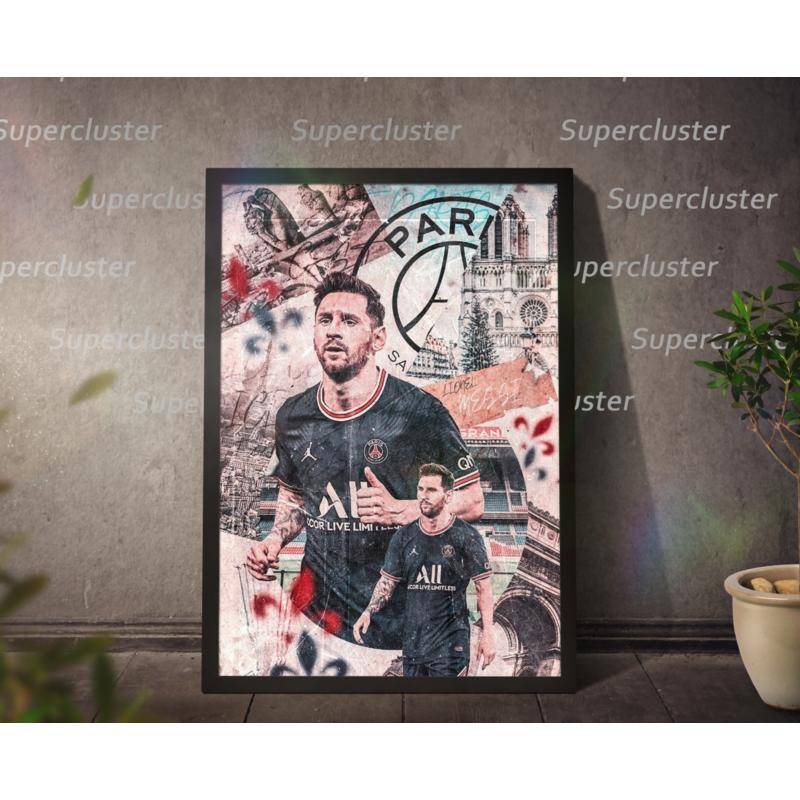 Tranh Treo Tường Vải Canvas Hình Cầu Thủ Messi Độc Đáo