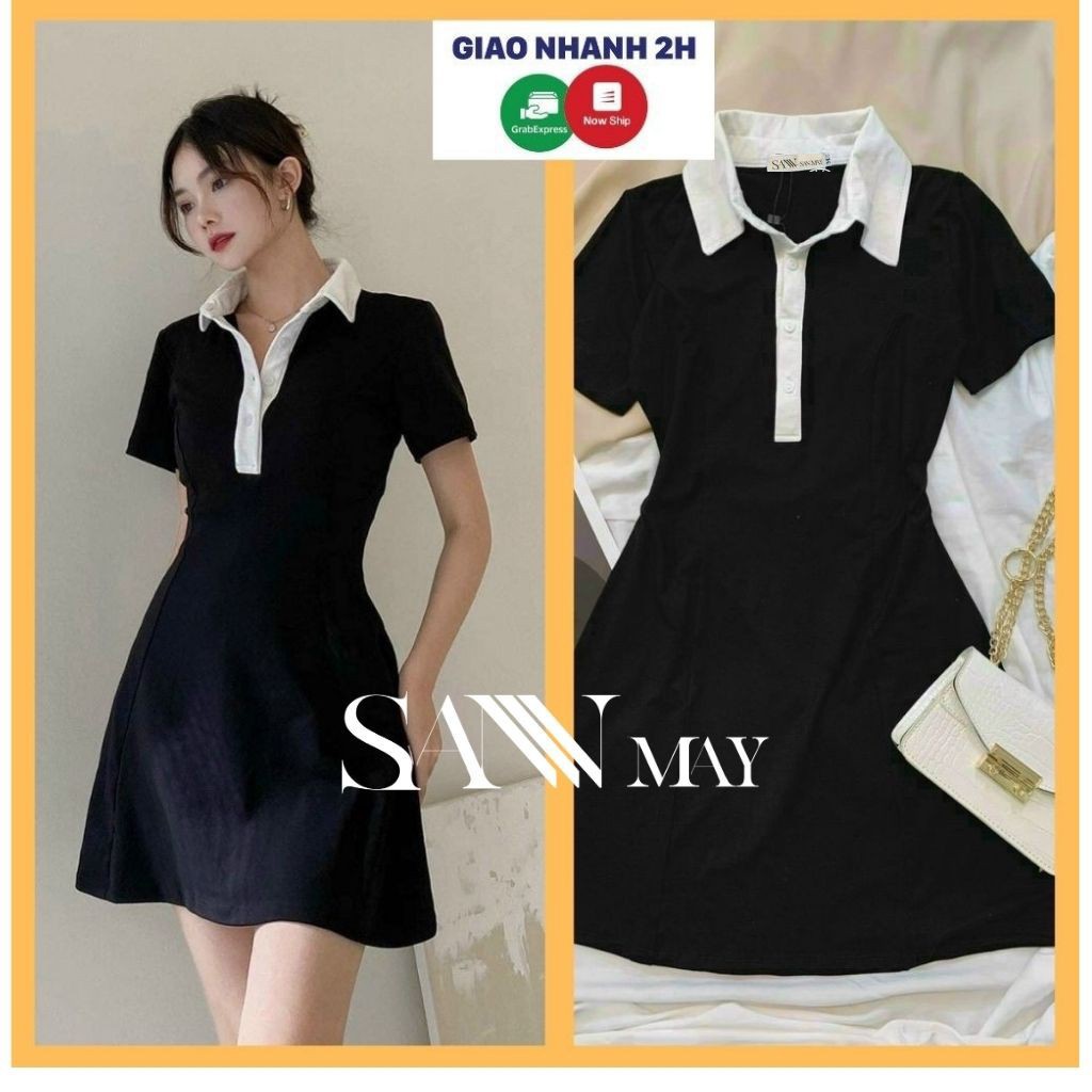 Váy polo body tay ngắn xinh yêu, đầm polo đi dự tiệc, đi chơi dạo phố, đi bar sang chảnh - có Bigsize SANCLOTHING-VD0024