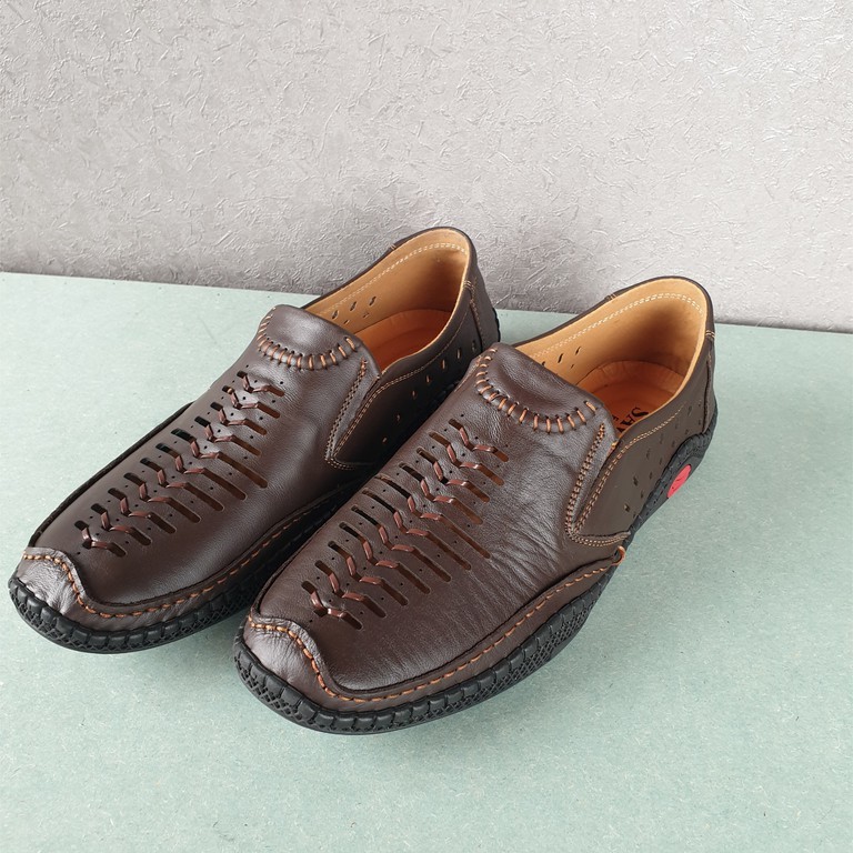 Giày lười thoáng khí mùa hè ST69, giày lười nam ( 100% da bò ) bảo hành 12 tháng,đế cao su mềm mại ,chỉ khâu chắc chắn