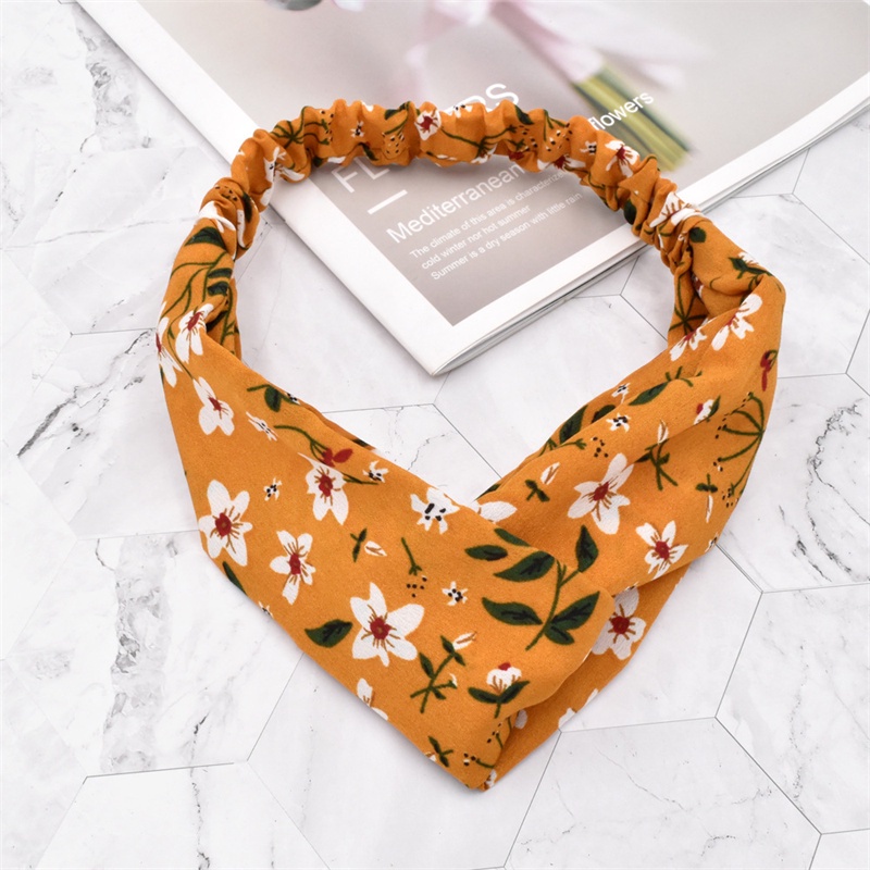Băng đô vải co giãn họa tiết hoa tùy chọn phong cách retro thời trang dành cho nữ