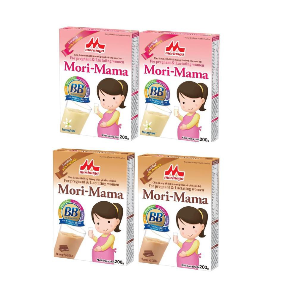 Combo 4 hộp Sữa bầu Morinaga cho mẹ bầu và sau sinh Mori-Mama 200gr Date 22/7/2021