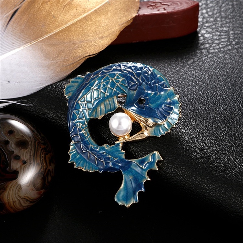 Mới Ghim Cài Áo Hình Cá Ngựa Đính Đá Thời Trang Dành Cho Nữ