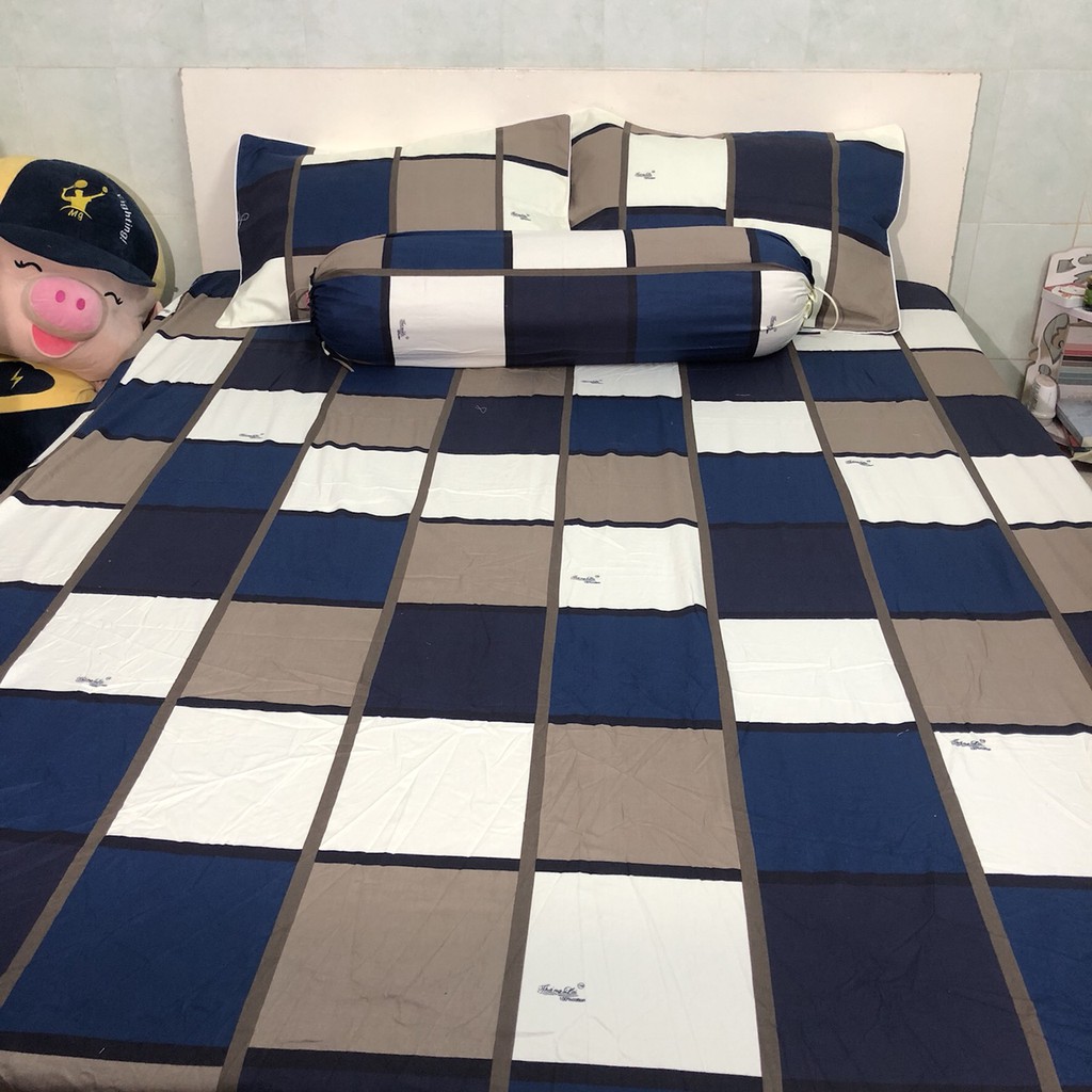 Bộ drap cotton Thắng Lợi: 1 drap, 2 vỏ nằm, 1 vỏ ôm