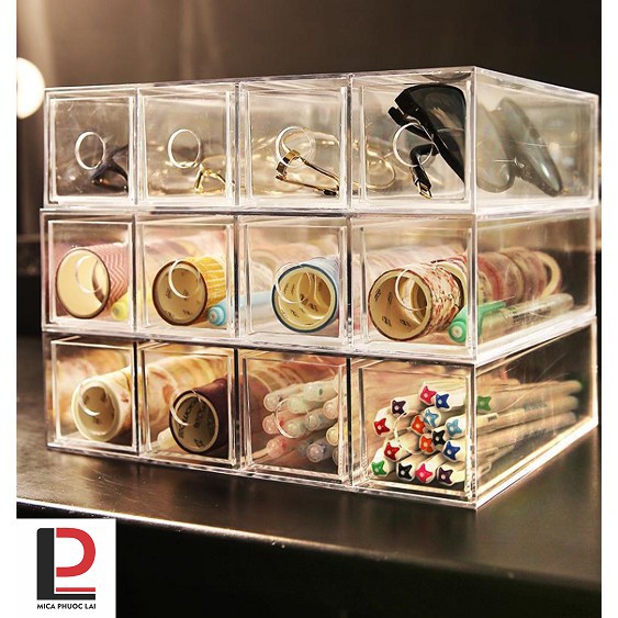 Hộp mica, acrylic nhiều ngăn/ Hộp dụng cụ Mica/ Hộp dụng cụ/ Hộp đựng kính, mỹ phẩm